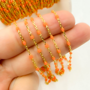 Gold Plated Sterling Silver Enamel Orange Color Chain